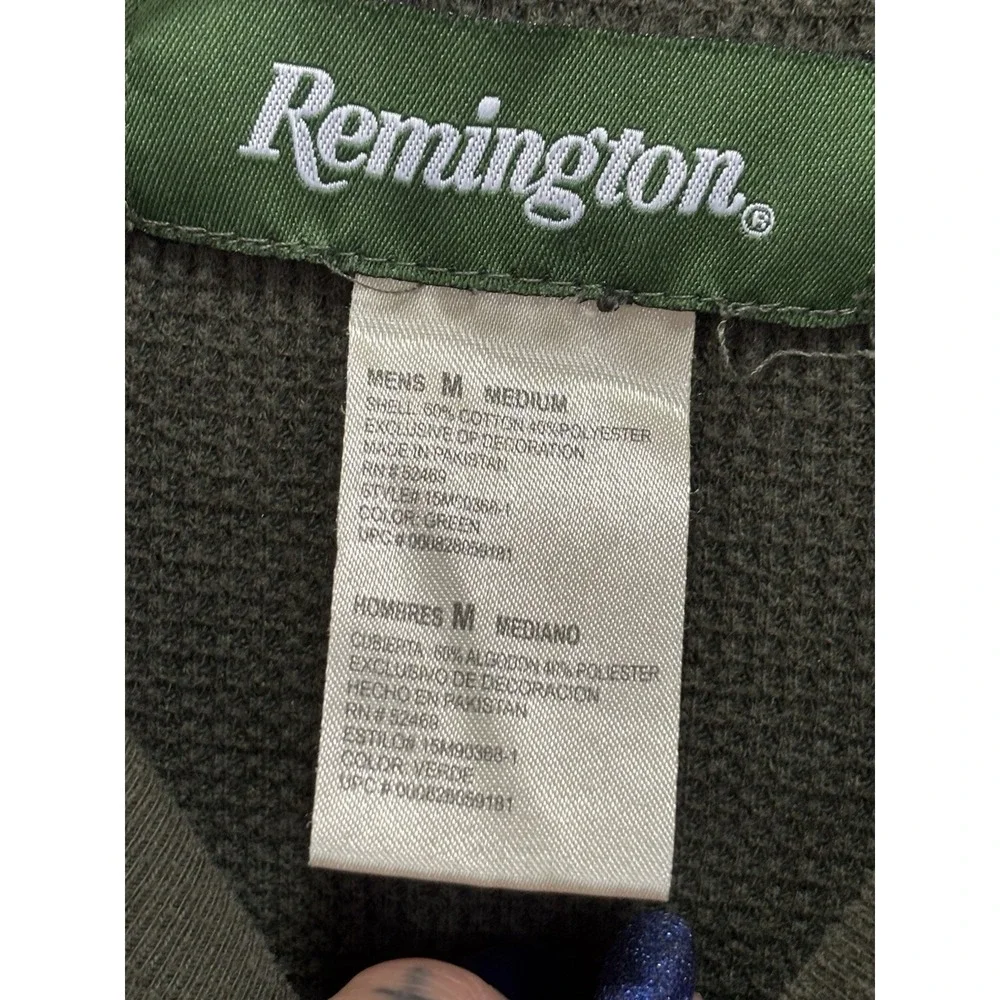 Vintage Remington Shirt Mens Size M‎ Green Lounge Pullover Long Sleeve Thermal